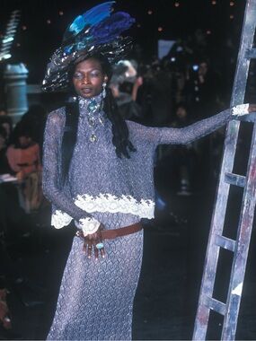Vintage CHRISTIAN DIOR by Galliano F/W 1998 Pointelle Lace Turtleneck Sweater
